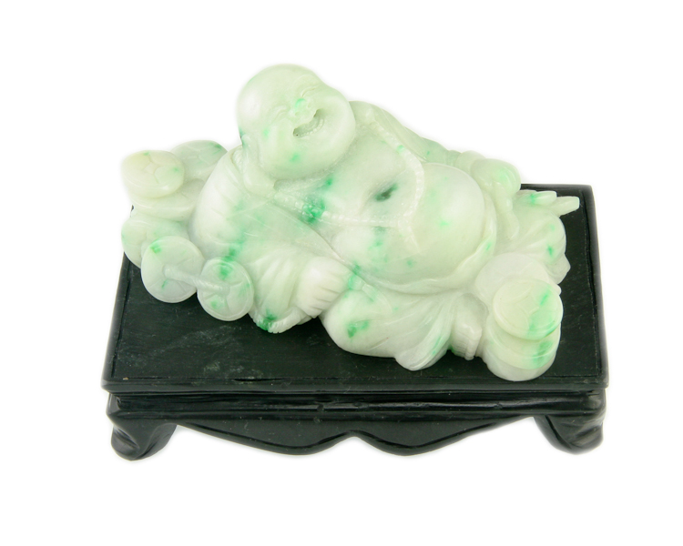 Jadeite (type-A) Budai statue on daybed - Click Image to Close