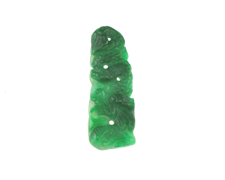 Jadeite (type-A) dragon and bird amulet - Click Image to Close