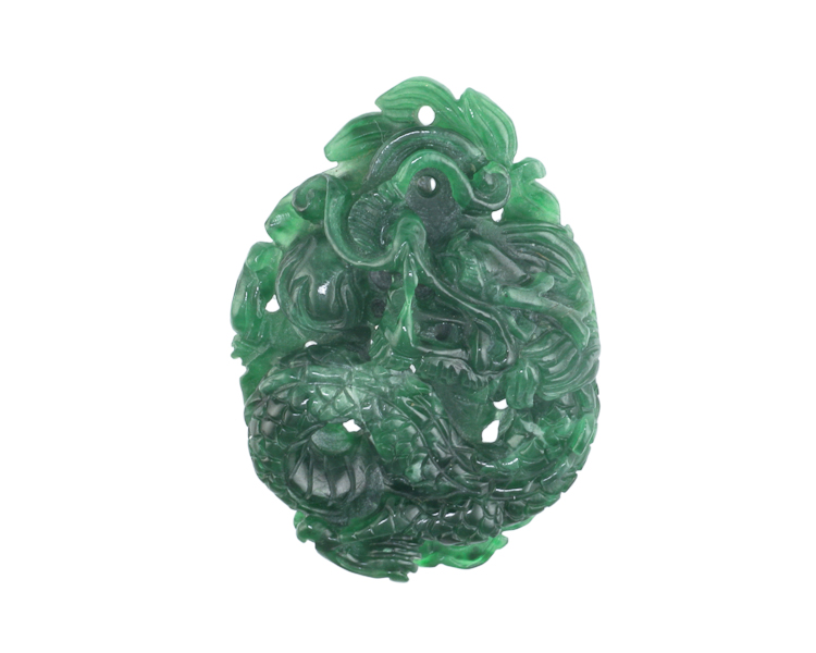 Jadeite (type-A) dragon amulet - Click Image to Close