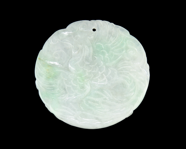 Jadeite (type-A) dragon amulet - Click Image to Close