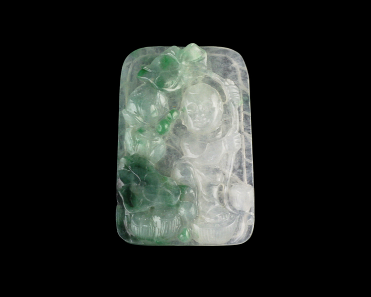 Jadeite (type-A) child with leaf - Click Image to Close