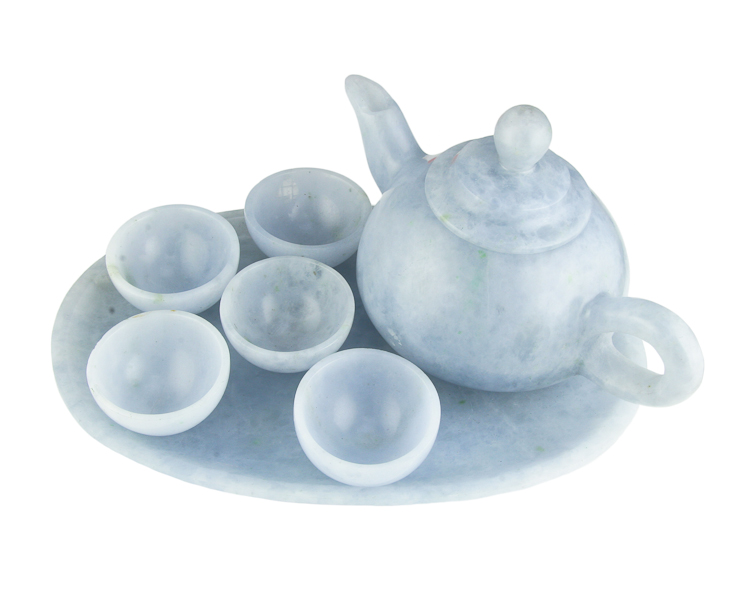 Nephrite jade (type-A) tea set - Click Image to Close