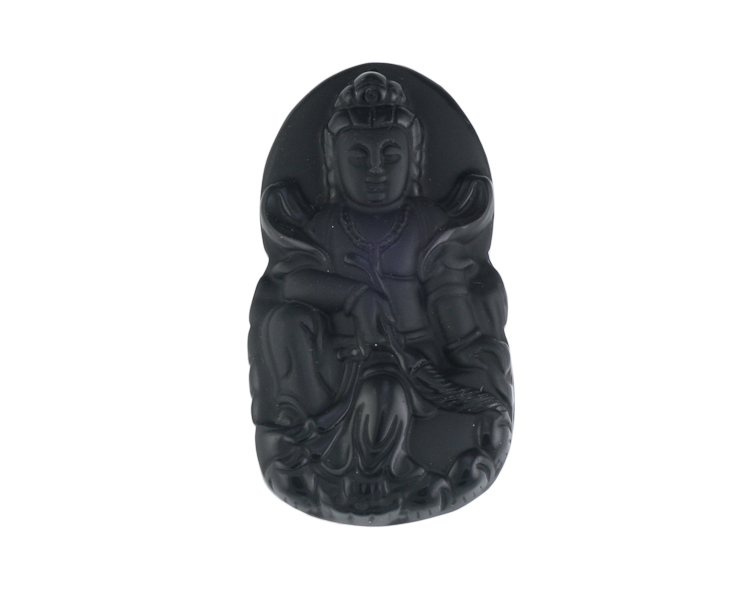 Obsidian Buddha amulet - Click Image to Close