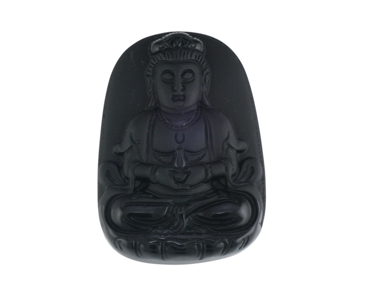 Obsidian Buddha amulet - Click Image to Close