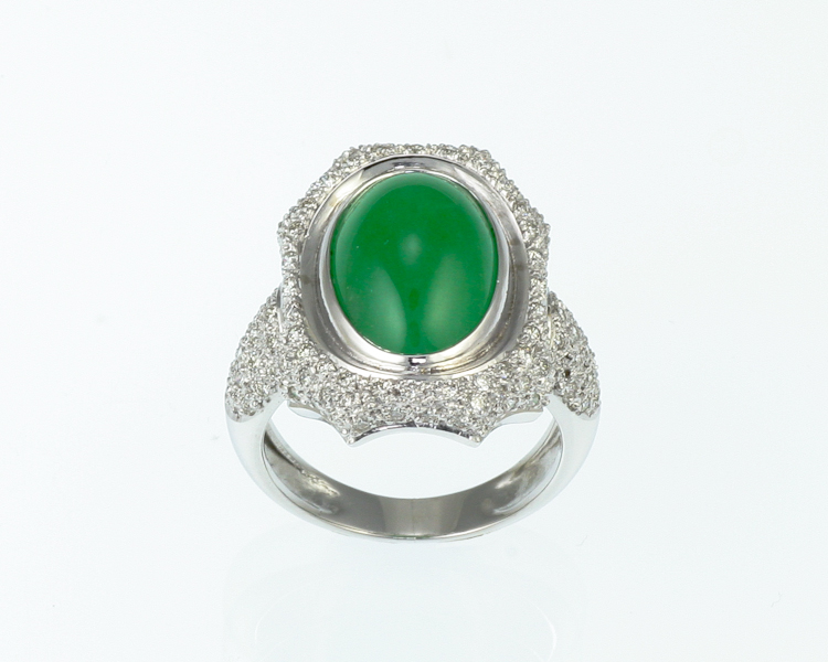 Jadeite (type-A) and diamond ring - Click Image to Close