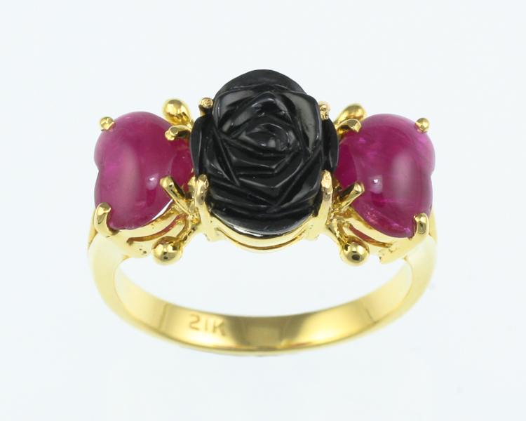 Onyx carving and ruby ring - Click Image to Close