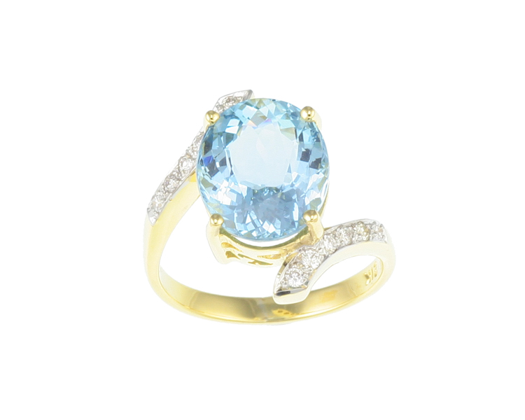 Aquamarine and diamond ring - Click Image to Close