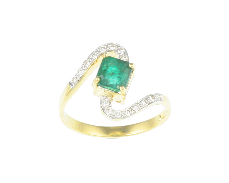 Emerald and diamond ring - Click Image to Close