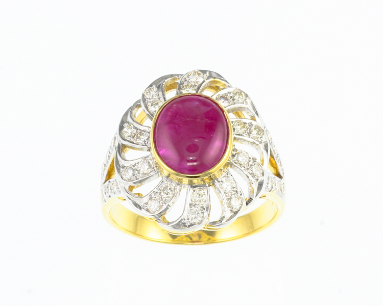 Star ruby and diamond ring - Click Image to Close
