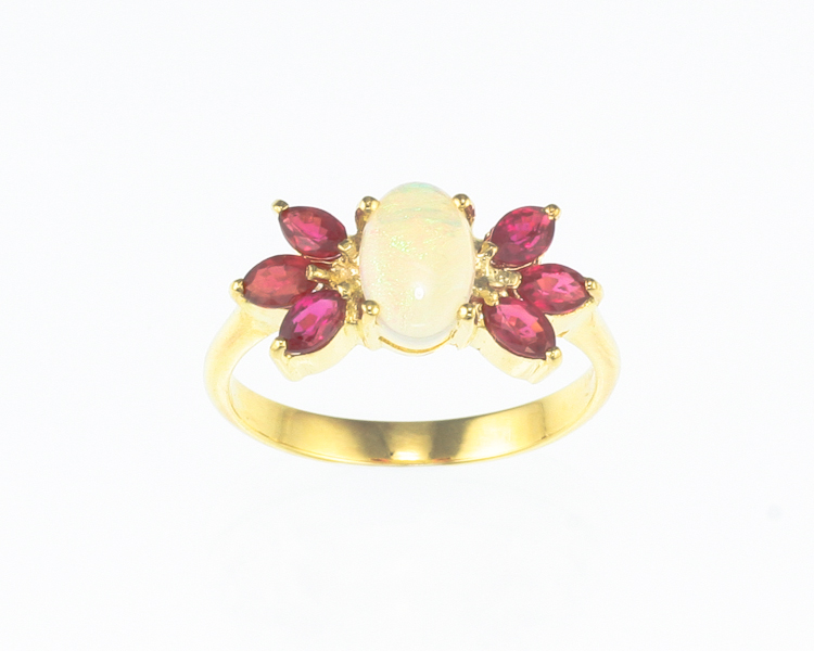 Opal and ruby ring - Click Image to Close