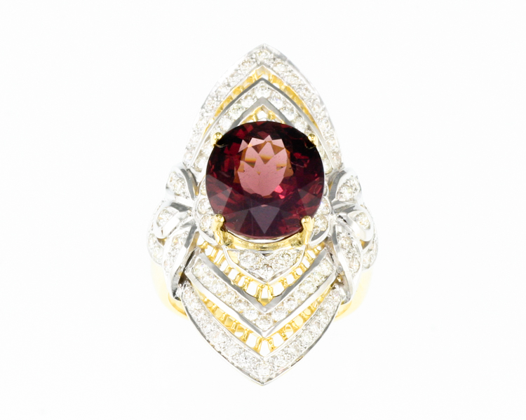Garnet and diamond ring - Click Image to Close