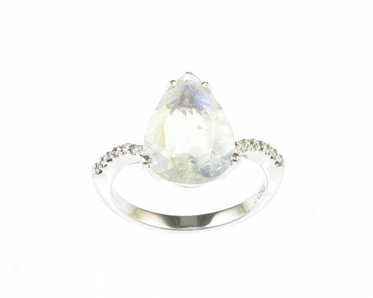 Moon stone and diamond ring - Click Image to Close