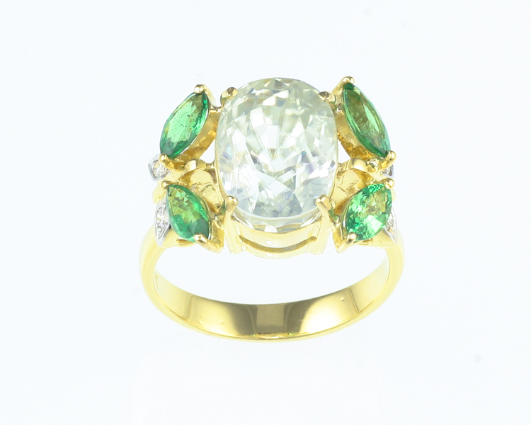 Zircon, diamond and tsavorite garnet ring - Click Image to Close