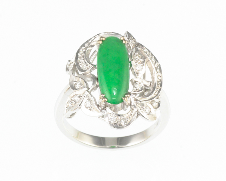 Jadeite (type-A) and diamond ring - Click Image to Close