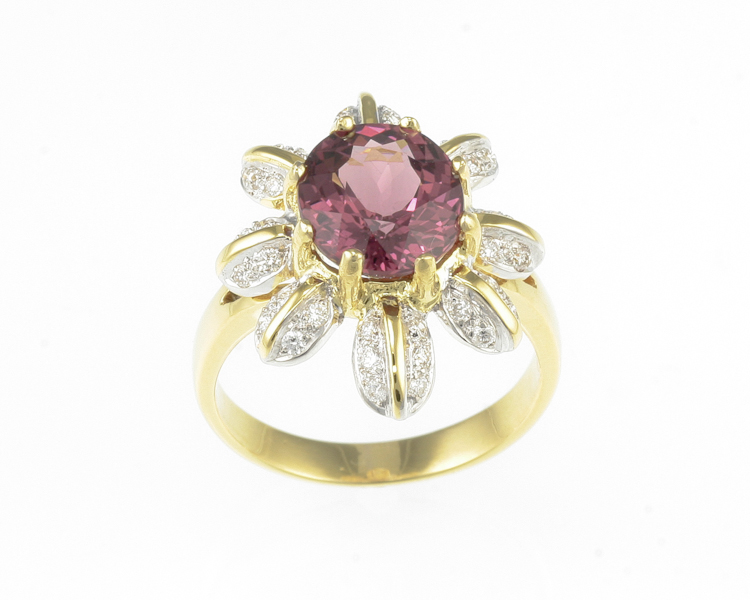 Color-change garnet and diamond ring - Click Image to Close