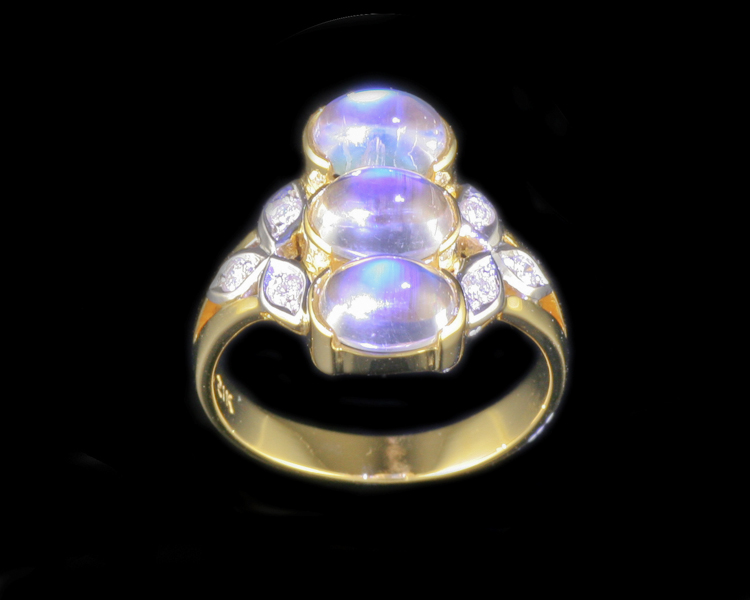 Moon stone and diamond ring - Click Image to Close