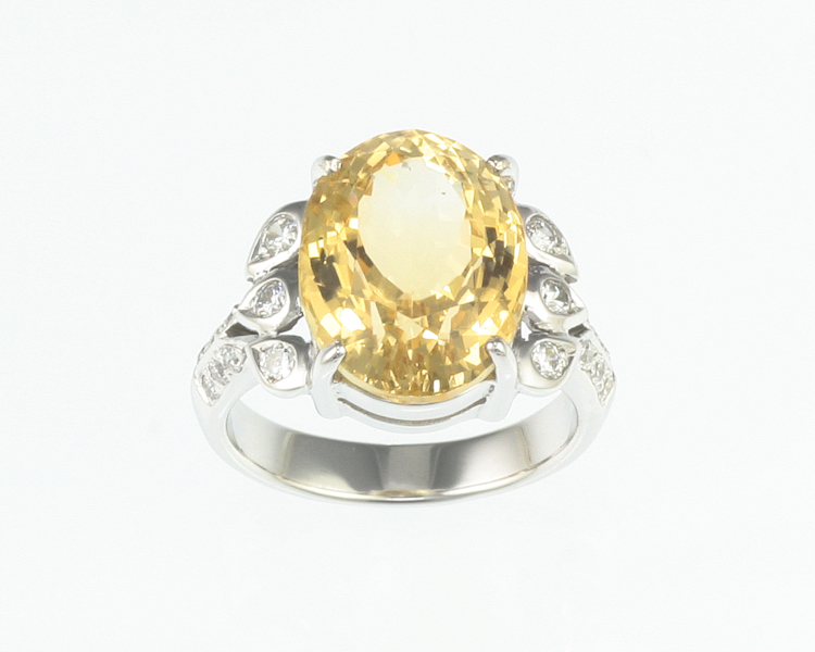Citrine and cubic zirconia ring - Click Image to Close