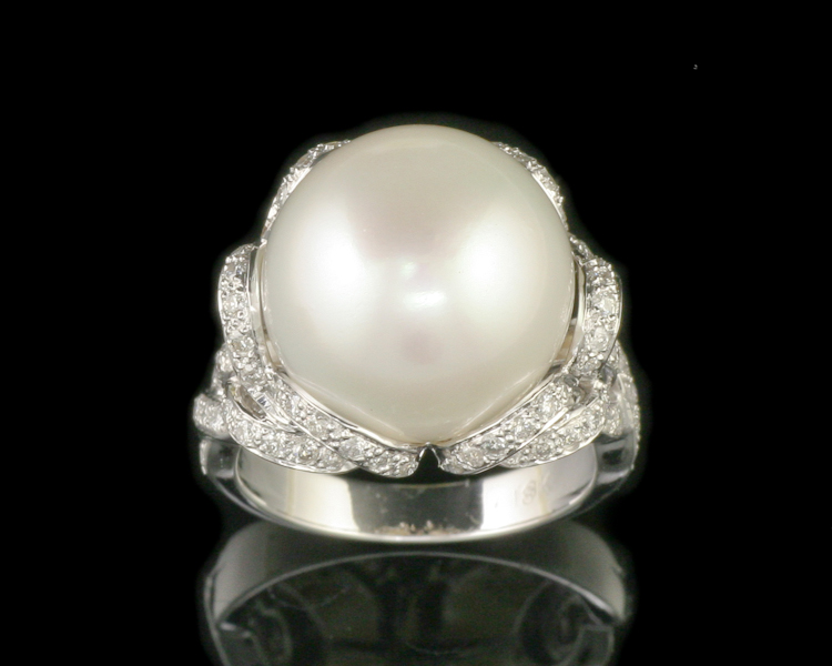 Pearl and diamond ring - Click Image to Close