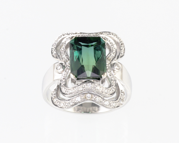 Tourmaline and diamond ring - Click Image to Close