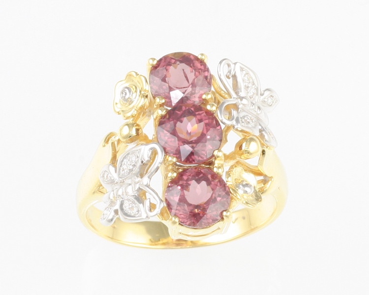 Color-change garnet and diamond ring - Click Image to Close