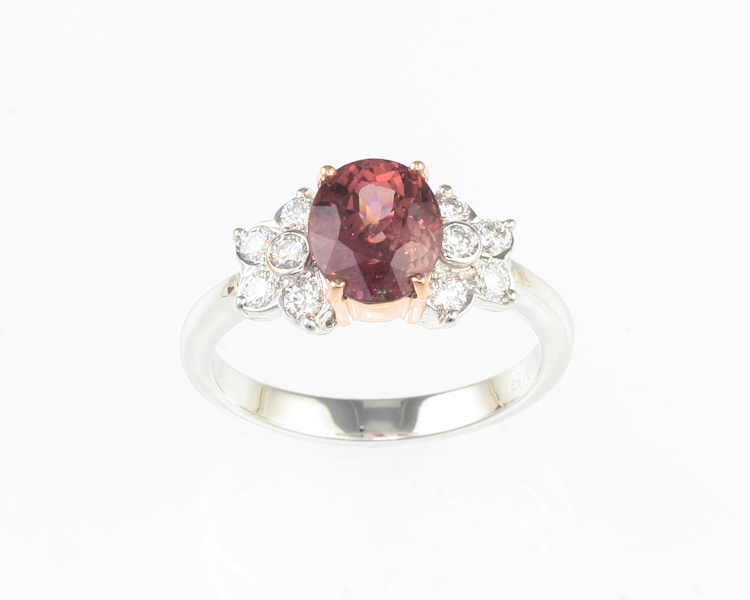 Color-change garnet and diamond ring - Click Image to Close