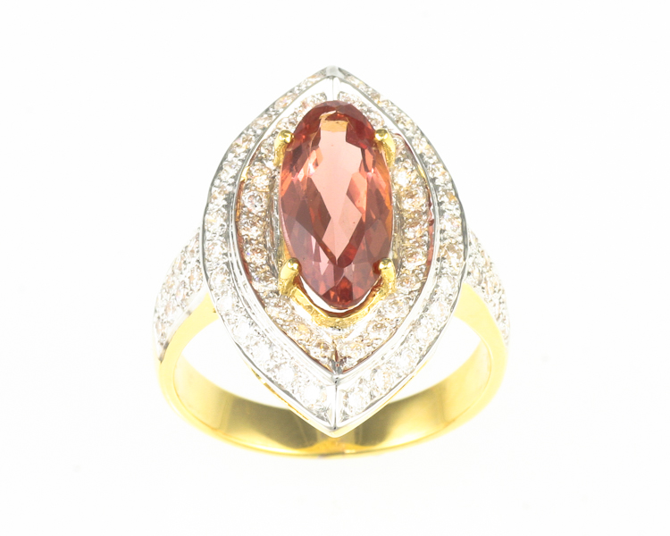 Imperial topaz and diamond ring - Click Image to Close