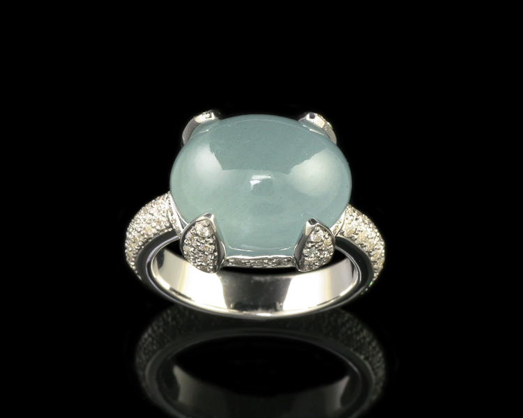 Aquamarine and cubic zirconia ring - Click Image to Close