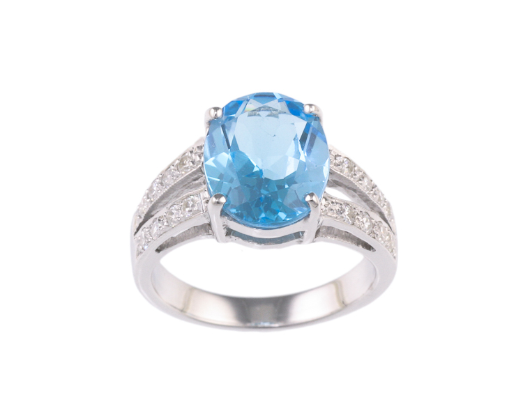 Topaz and cubic zirconia ring - Click Image to Close