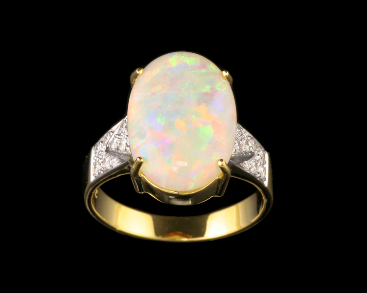 Opal and diamond ring - Click Image to Close