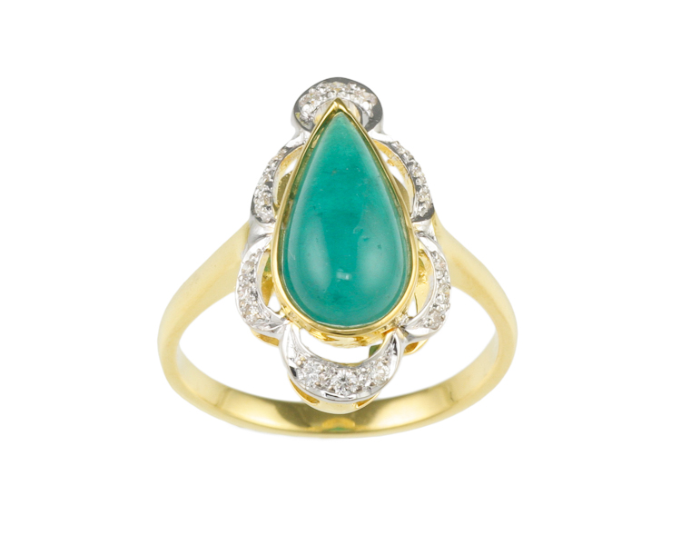 Emerald and diamond ring - Click Image to Close