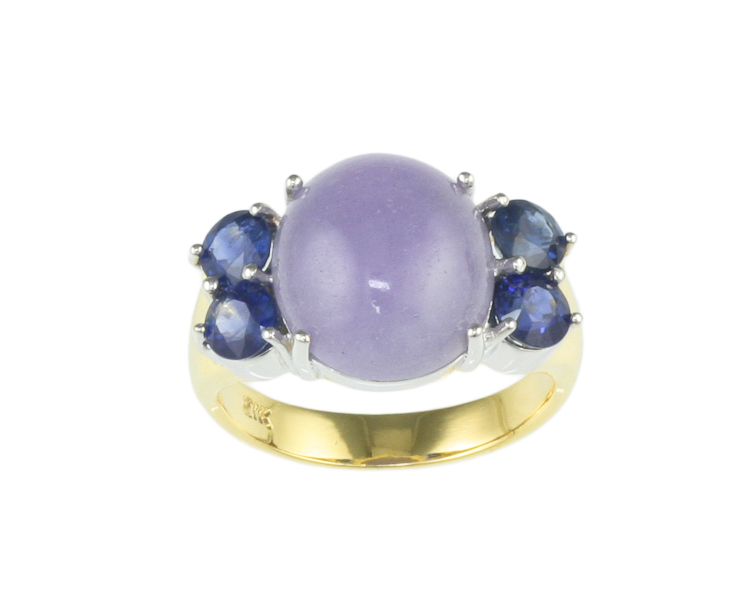 Jadeite (type-A) and blue sapphire ring - Click Image to Close