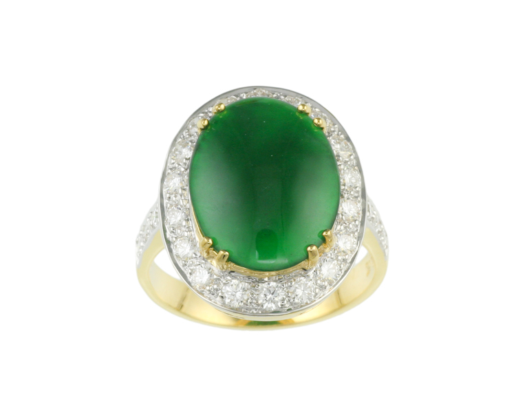 Jadeite (type-A) and diamond ring - Click Image to Close