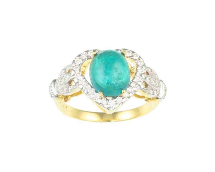 Emerald and diamond ring - Click Image to Close