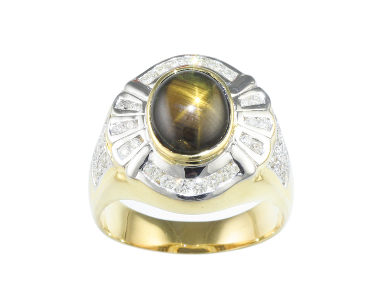 Star sapphire and diamond ring - Click Image to Close