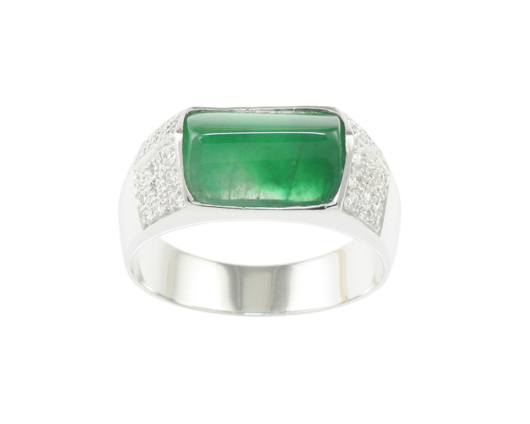 Jadeite (type-A) and diamond ring - Click Image to Close