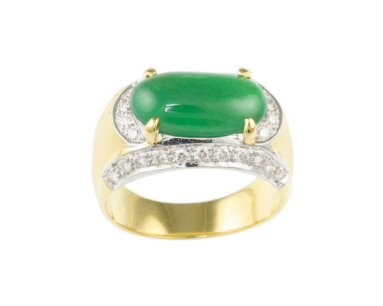 Jadeite (type-A) and diamond ring - Click Image to Close