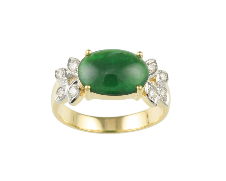 Jadeite (type-A) and diamond ring - Click Image to Close