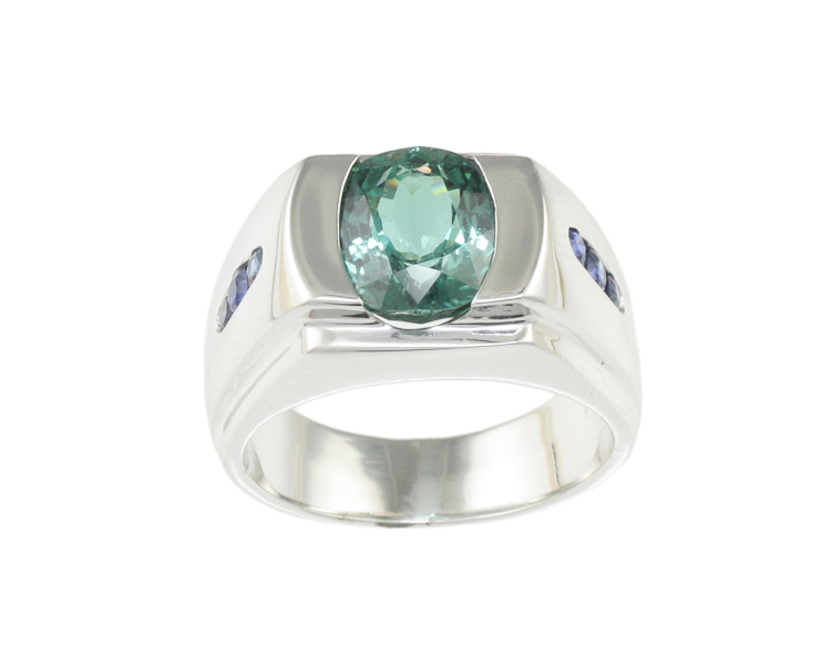 Tourmaline and blue sapphire ring - Click Image to Close