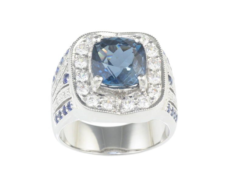 Topaz, blue sapphire and cubic zirconia ring - Click Image to Close