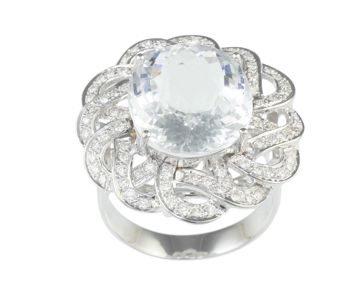 Aquamarine and diamond ring - Click Image to Close