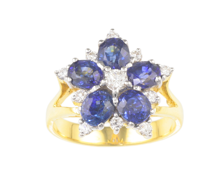 Blue sapphire and diamond ring - Click Image to Close