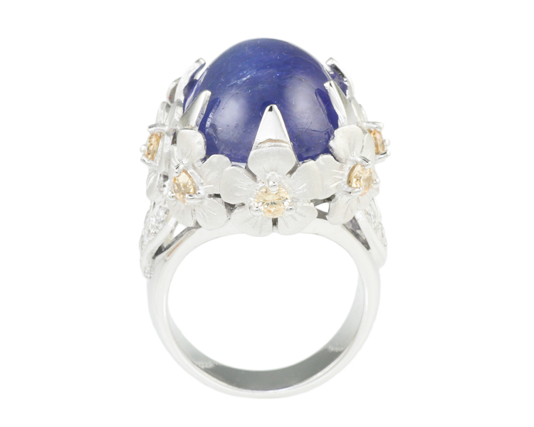 Blue sapphire and sapphire ring - Click Image to Close