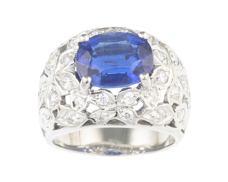 Kyanite and cubic zirconia ring - Click Image to Close