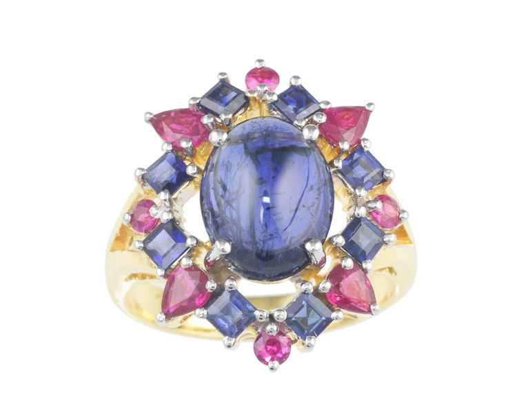 Blue sapphire and ruby ring - Click Image to Close