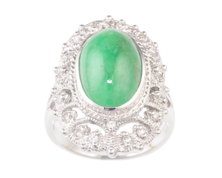 Jadeite (type-A) and zircon ring - Click Image to Close