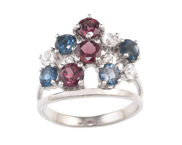 Topaz, rhodolite garnet and zircon ring - Click Image to Close