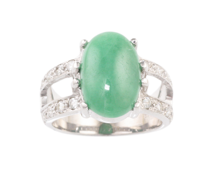 Jadeite (type-A) and zircon ring - Click Image to Close