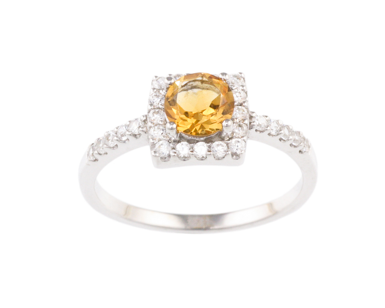 Citrine and zircon ring - Click Image to Close