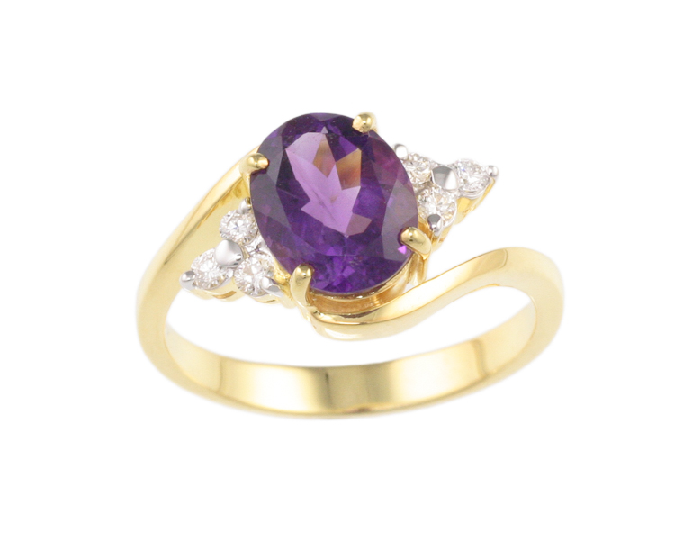 Amethyst and diamond ring - Click Image to Close