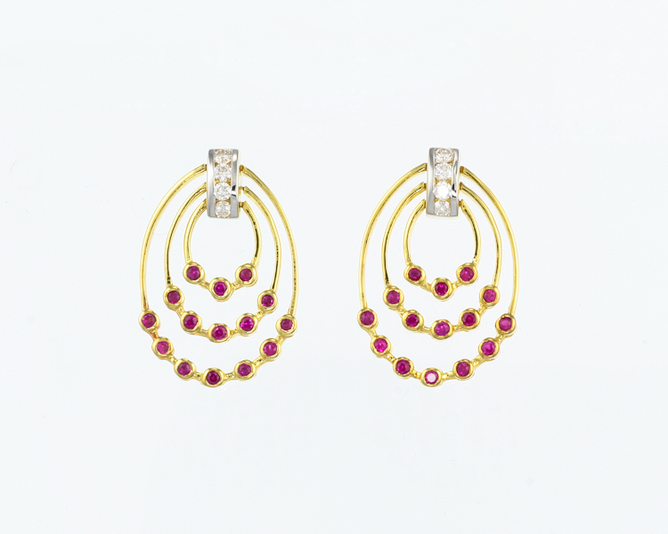 Ruby and diamond earrings - Click Image to Close